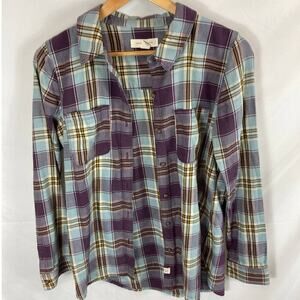 Treasure & Bond Plaid Blue Purple Button Down Flannel Shirt Size small